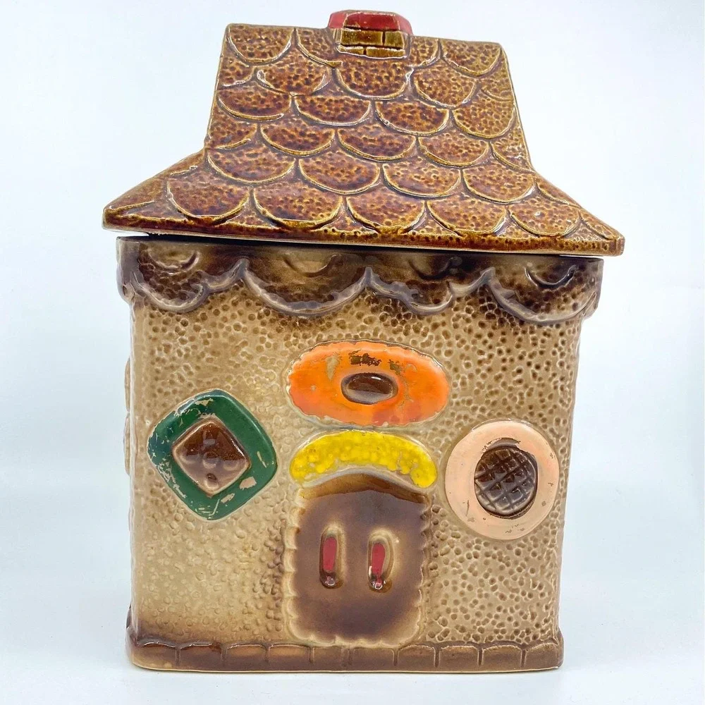 Vintage Gingerbread House Cookie Jar 1970s Kitschy Kitchen Decor
